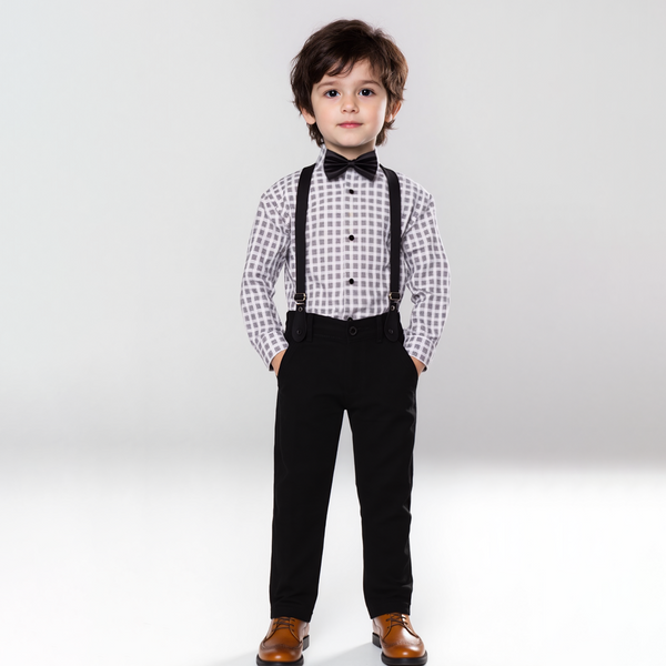 Baby Boy 4 Piece White Small box Print Formal Set