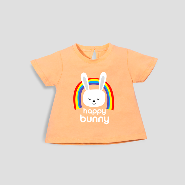 Baby Girl T-Shirt Top Peach Happy Bunny Print