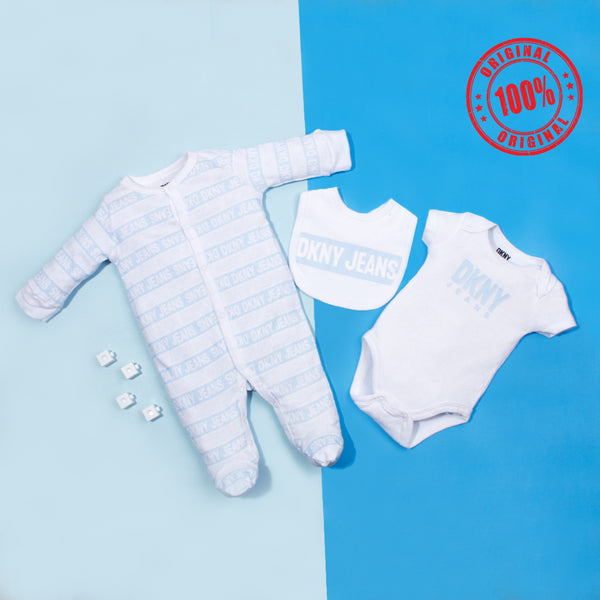 Baby Boy 3 Piece Set DKNY Blue / White Print