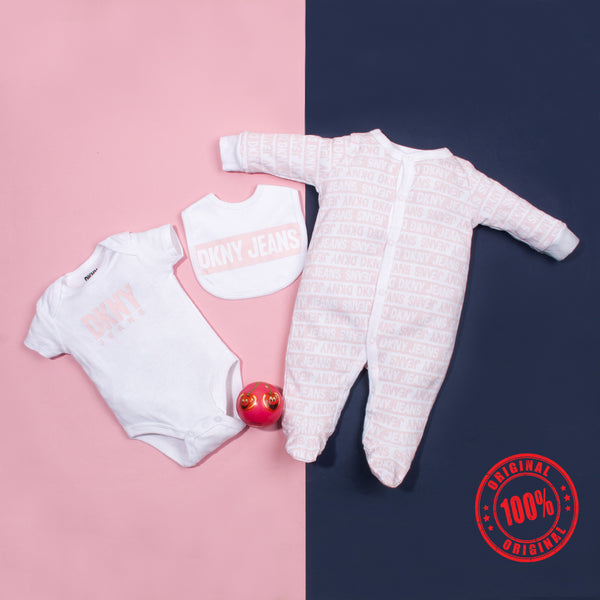 Baby Girl 3 Piece Set DKNY Pink / White Print