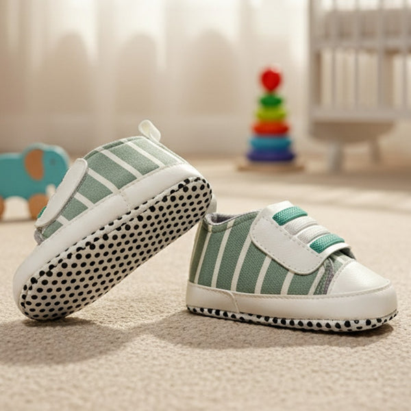 Baby boy Green Stripes Stick-on Pre-walker