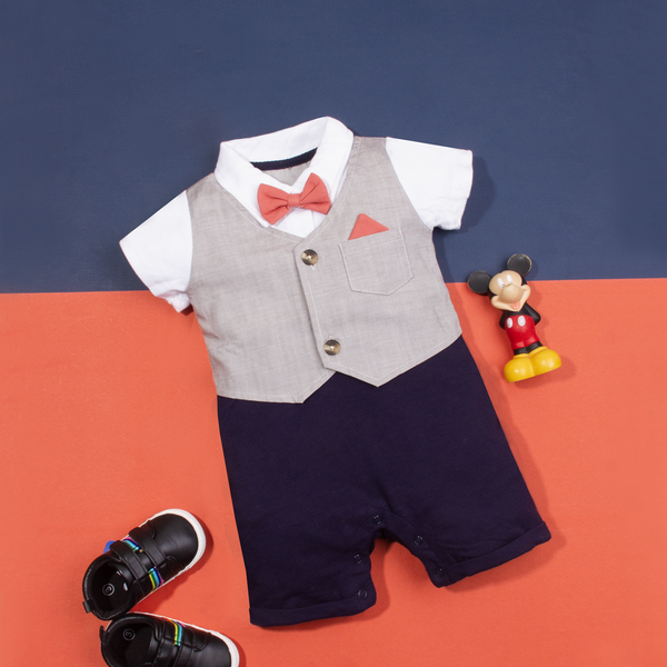 Baby Boy Red Bow Formal Romper
