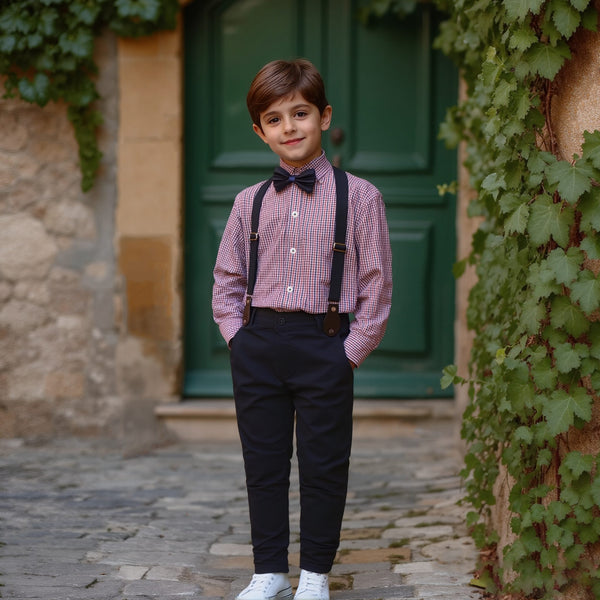 Baby Boy 4 Piece Set Small Multi Checked Print Formal Set