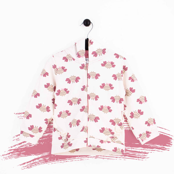 Baby Girl Zipper Hoodie Bee Print