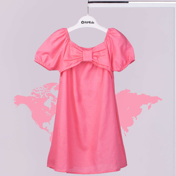 Girl Pink Big Bow Long Shirt