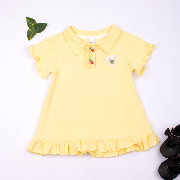 Baby Girl Yellow Flowers Embroidered Long Shirt