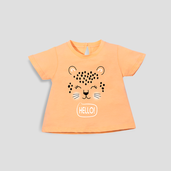 Baby Girl T-Shirt Top Peach Leopards Face Print