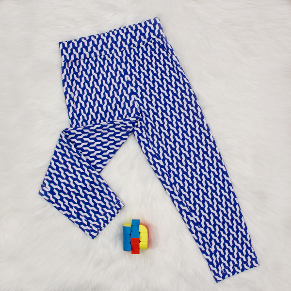 Girl Blue/White Printed Trouser