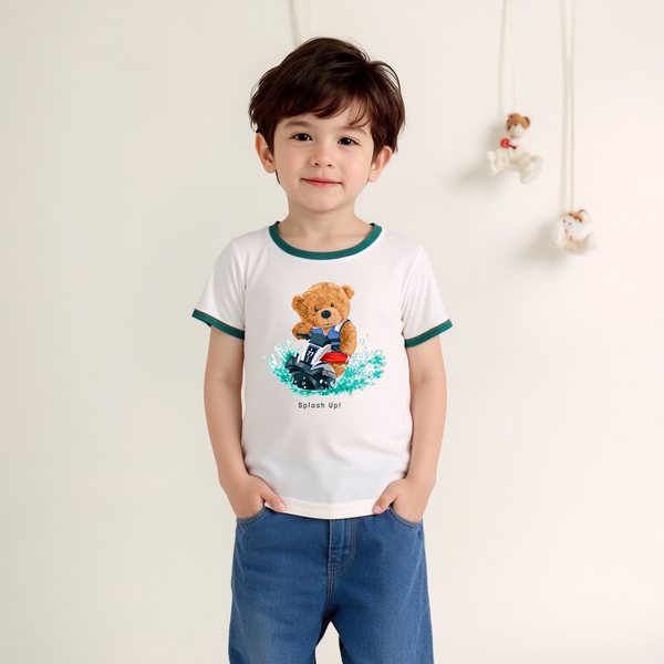 Baby Boy T-Shirt Green / White Bear Splash Up!