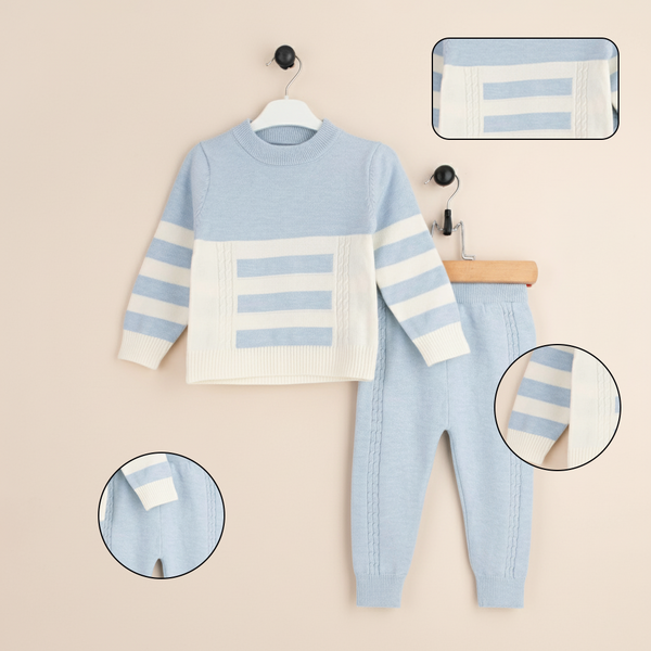 Baby Boy Blue Stripes wool 2pc set