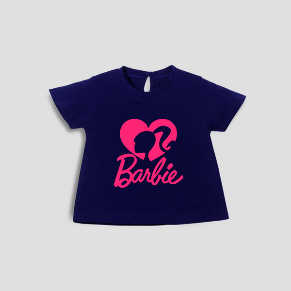 Baby Girl T-Shirt Top Navy Blue Barbie Print