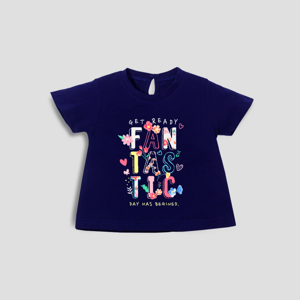 Baby Girl T-Shirt Top Navy Blue Fantastic Print