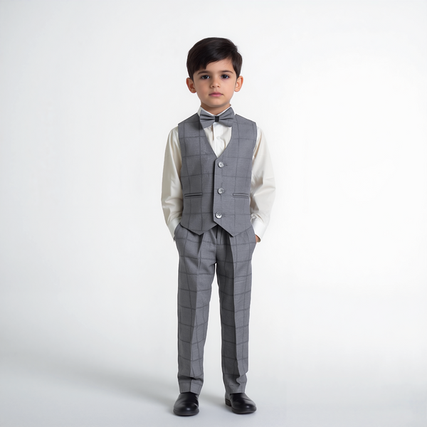Baby Boy Light Grey Waistcoat Formal Set