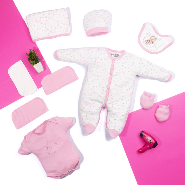 Baby Girl 9 Piece Starter Set Pink Bear