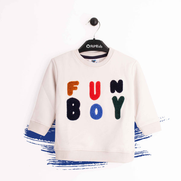 Baby Boy White FUN BOY Sweatshirt