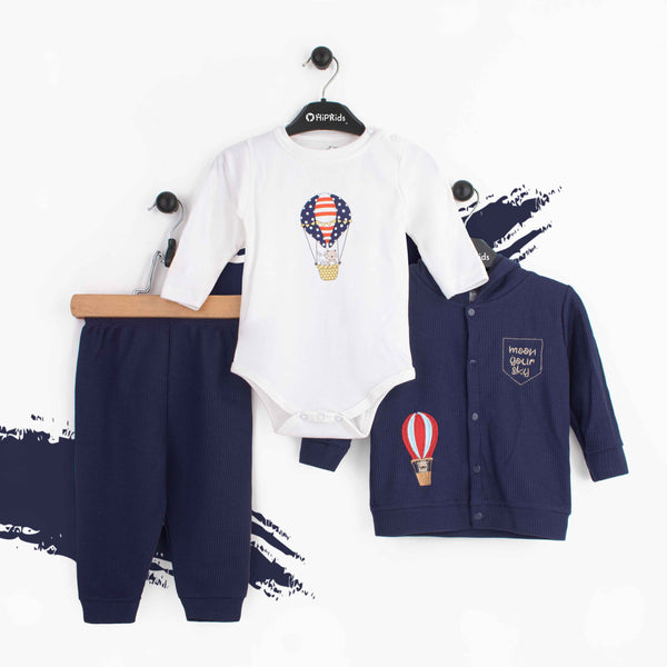 Baby Boy 3 Piece Set Navy Blue Moon Your Sky