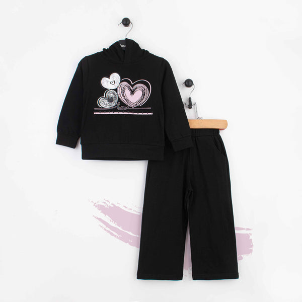 Baby Girl 2 piece Set With hoodie Black Love