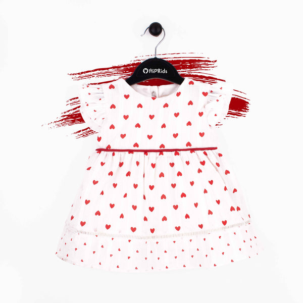 Baby Girl Red Heart Print Frock