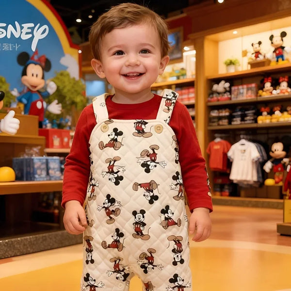 DS Baby boy 2 piece Red mickey dungaree set