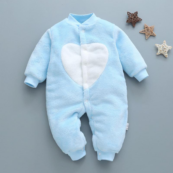 Baby Boy Fleece Full romper Blue Heart Print