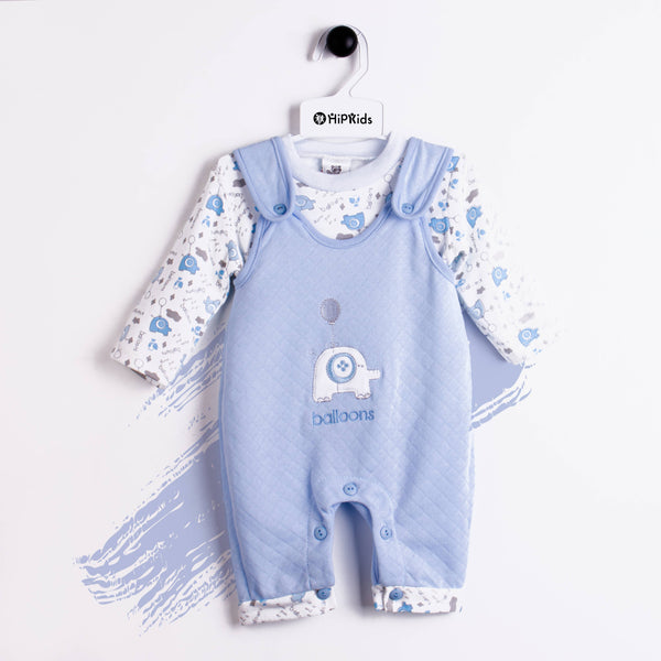 Baby Boy 2 Piece dungaree set Blue Balloon