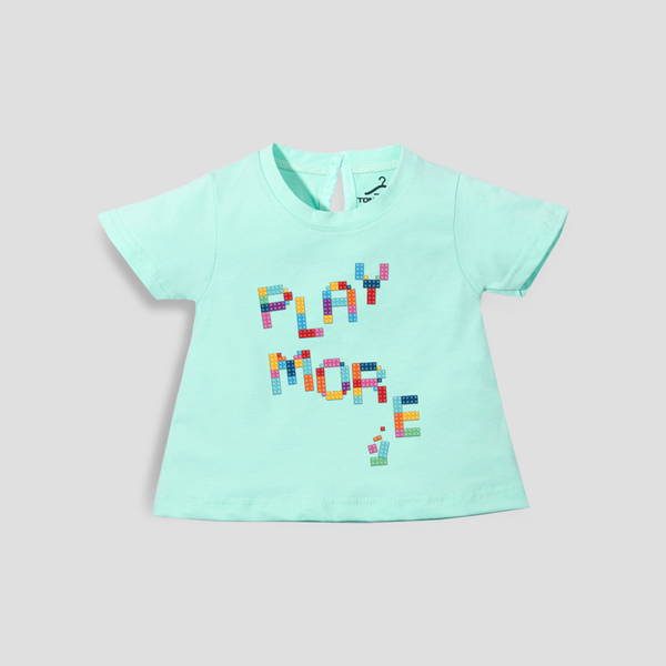 Baby Girl T-Shirt Top Sea Green Play More Print