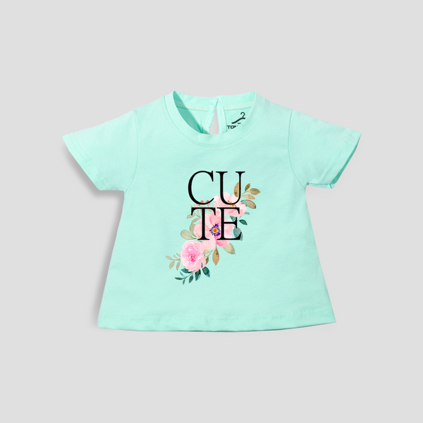 Baby Girl T-Shirt Top Sea Green Cute Flower Print