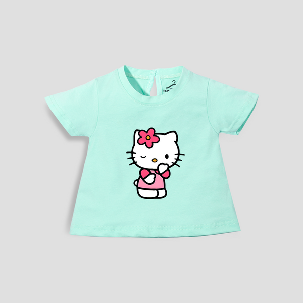 Baby Girl T-Shirt Top Sea Green Hello Kitty Print