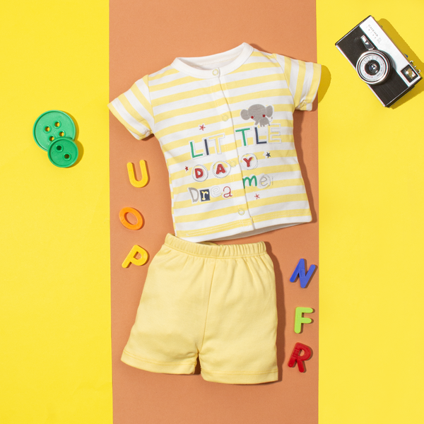 Baby boy 2 piece set Front open Yellow Little Day