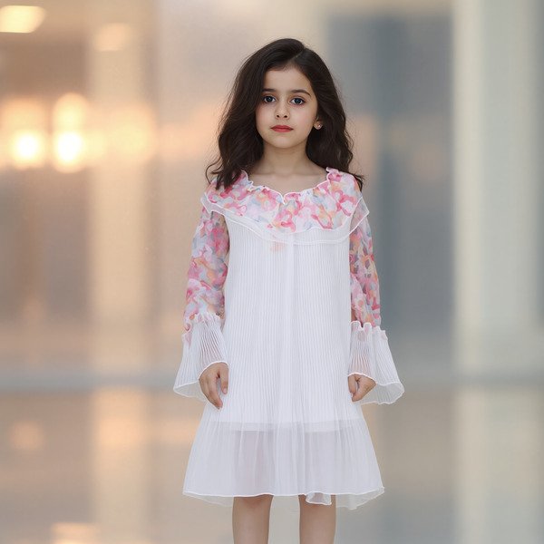 Girl White 3D Flowers Top