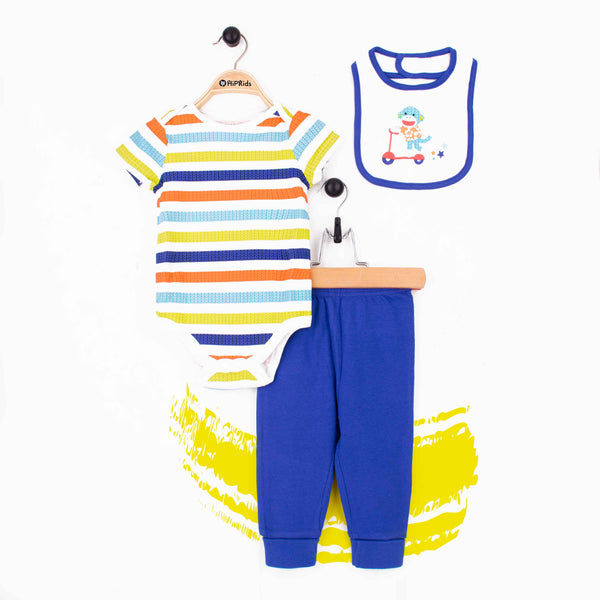 Baby Boy 3 Piece Baby Monkey Print