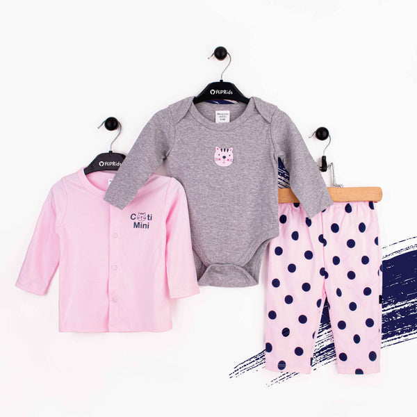 Wonder-Child Baby Girl 3 Piece Set Polka dots Print