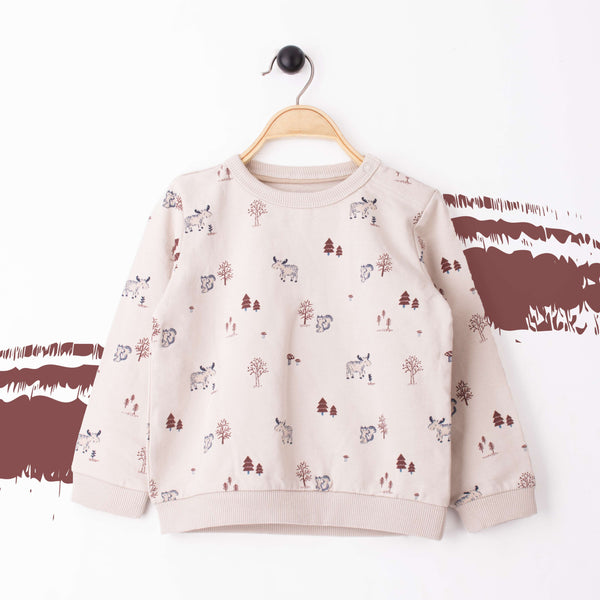 Baby boy Skin Sweatshirt Winter Trees Animals Print