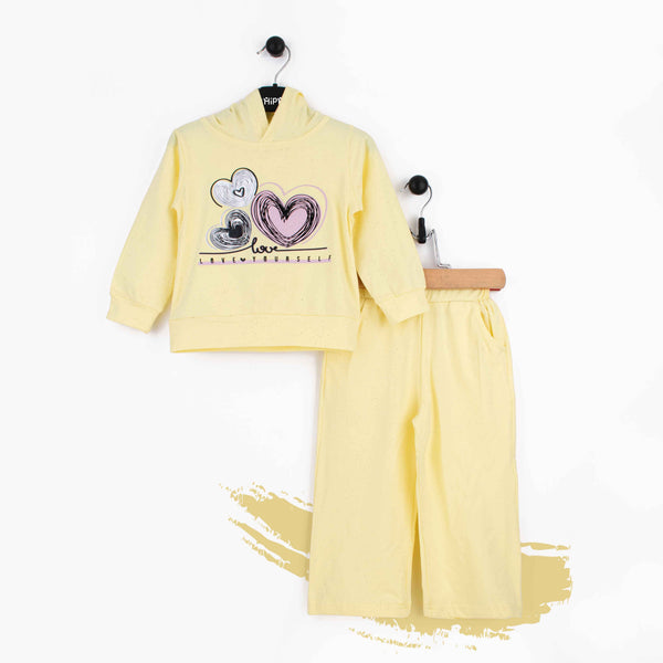 Baby Girl 2 piece Set With hoodie Yellow Love