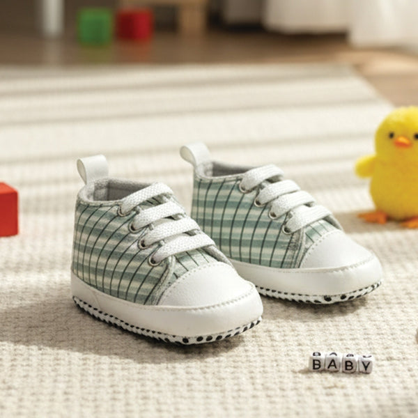 Baby Boy Green Checked Print Pre-walker