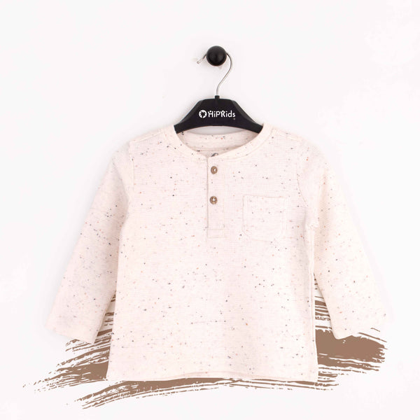 C.A Full Sleeves Off-white Self Print T-Shirt