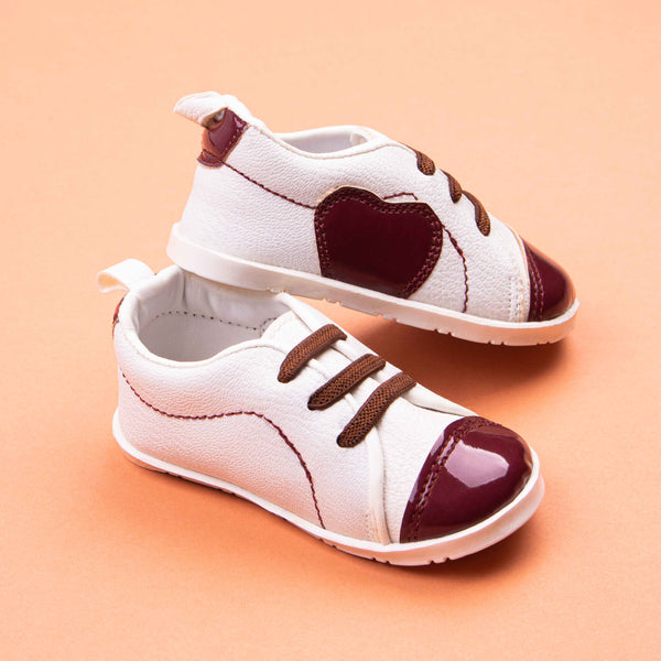 Baby Girl Mahroon Heart Shoes Pre-walker