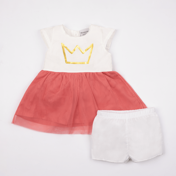 Wonder-Child Baby Girl 2 Piece Crown Gold Print