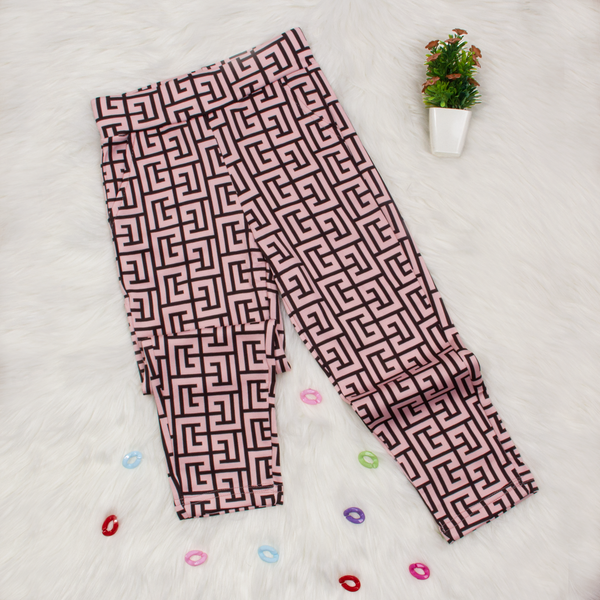 Girl Pink/Black Printed Trouser