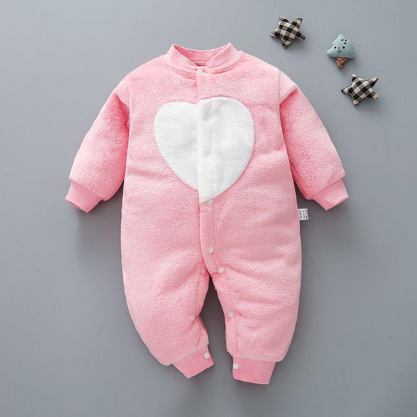 Baby Girl Fleece Full romper pink Heart Print