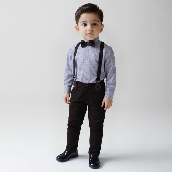 Baby Boy 4 Piece Blue / Black Print Formal Set