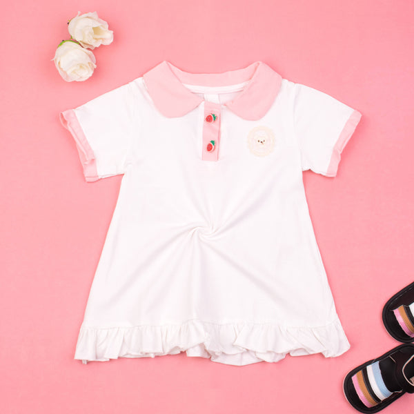 Baby Girl White Bear Face Long Shirt