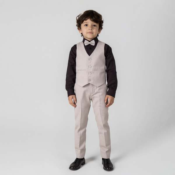 Baby Boy Light Skin Texture Waistcoat Formal Set