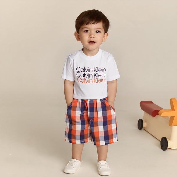 C-k Baby Boy 2 piece Set Short Checked Print