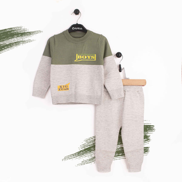 Baby Boy 2pc set wool Yellow boys Print