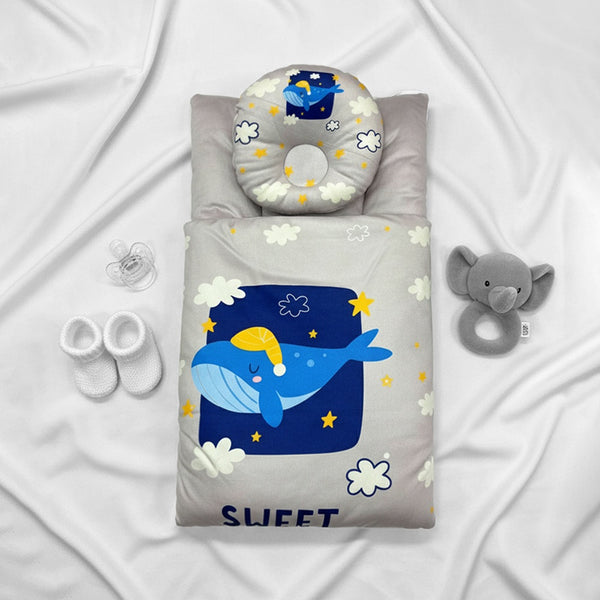 Baby Unisex 2 Piece Set Grey Whale Print Carrynest