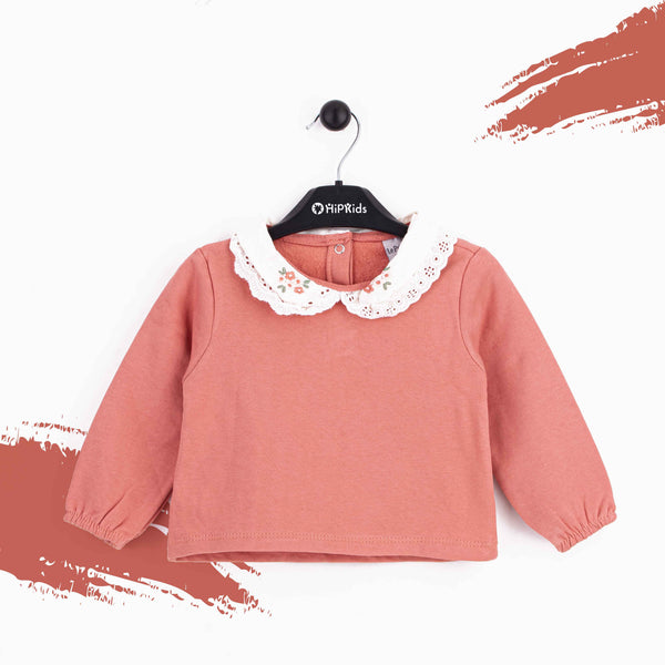 Baby Girl Fancy Neck Lace Sweatshirt