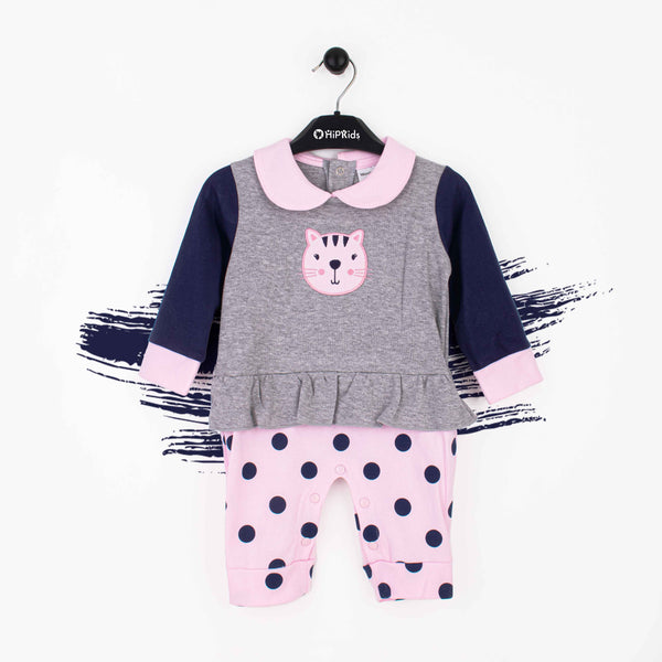 Wonder-Child Baby Girl Pink Cat Romper