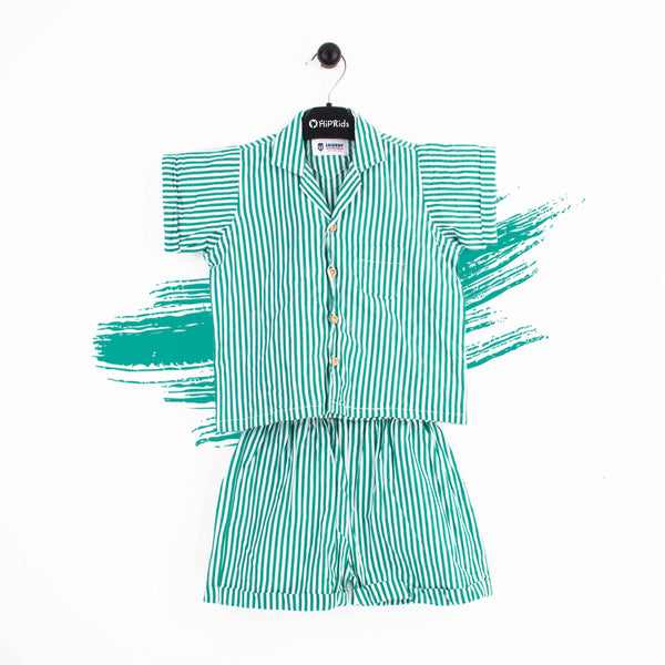 Baby boy 2 Piece Green Stripes Print Safari Suit