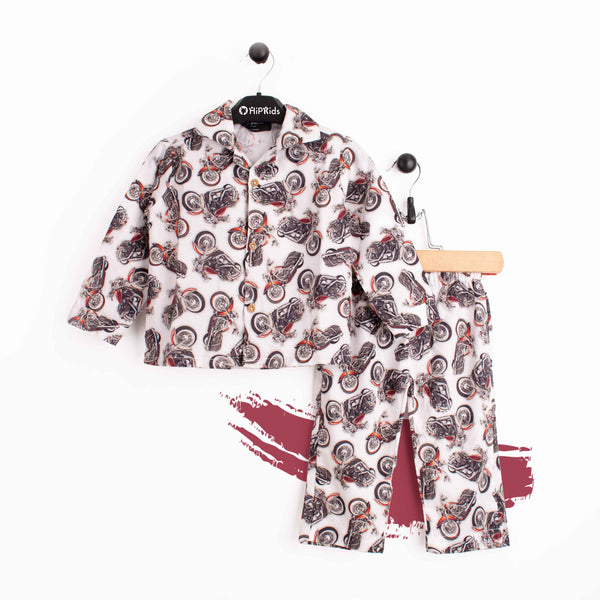 Boy 2 Piece Set Motor Bike Print